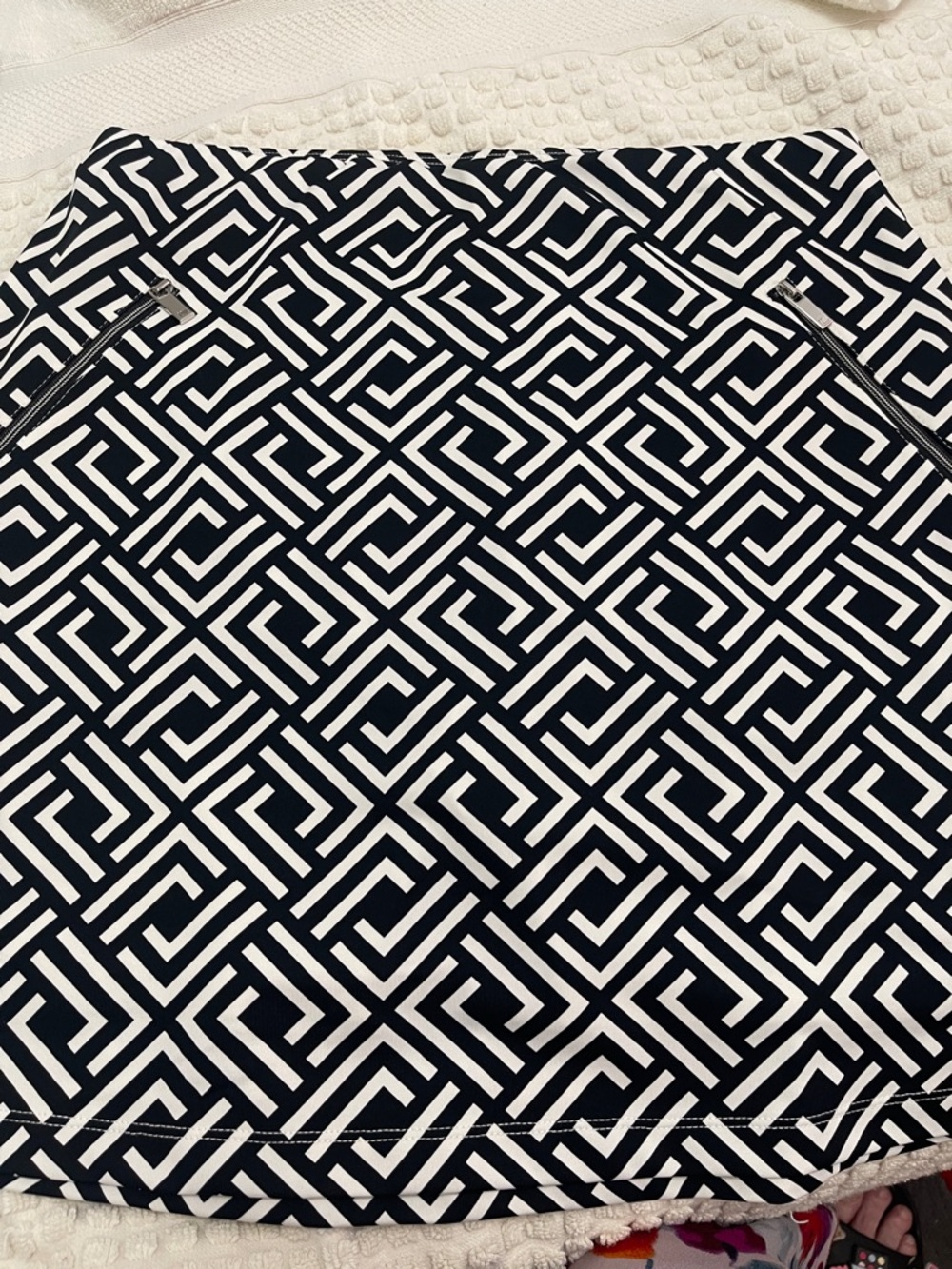 Navy and White Geometric Mini Skirt